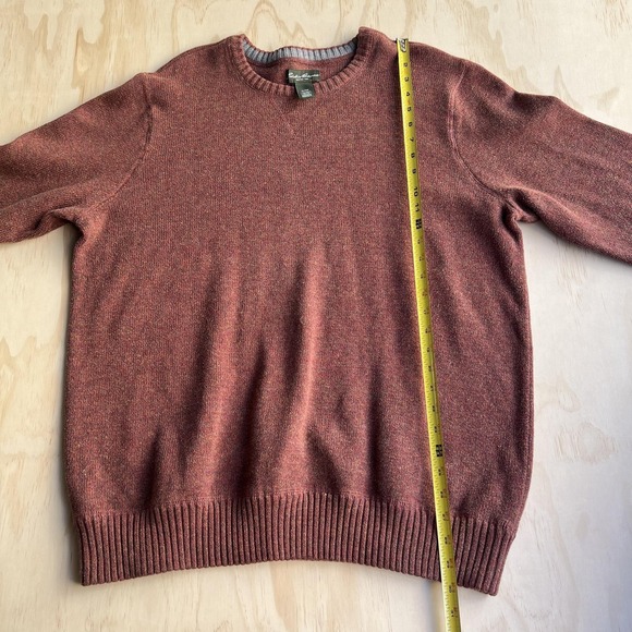 Eddie Bauer Sweater Mens XL Orange Heathered Crewneck 100% Cotton Knit Pullover - Picture 5 of 8